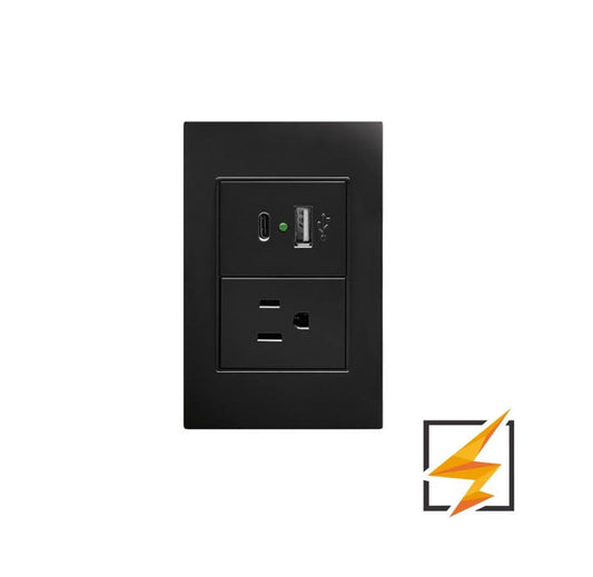 PLACA NEGRA CON CONTACTO Y 2 SALIDAS USB (TIPO A Y TIPO C) APL-307