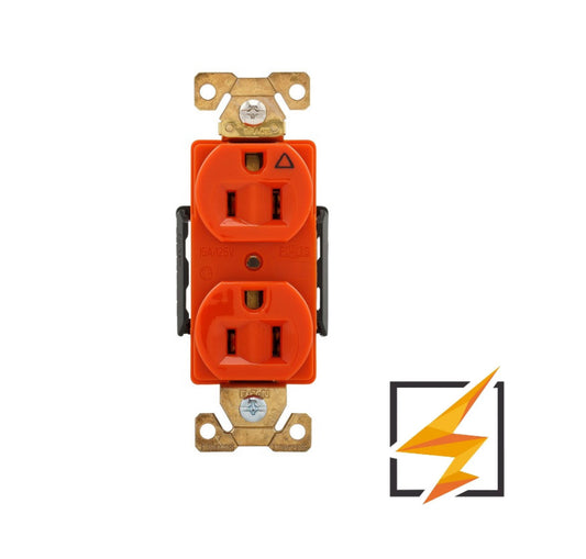 CONTACTO DUPLEX, TIERRA AISLADA 15A 125V COLOR NARANJA AHIG5262RN
