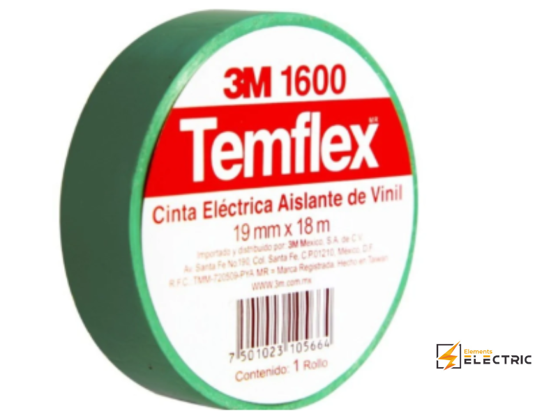 Cinta aislante eléctrica TEMFLEX 3M 1600 Negra 19x18MM