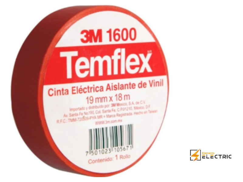 Cinta aislante eléctrica TEMFLEX 3M 1600 Negra 19x18MM