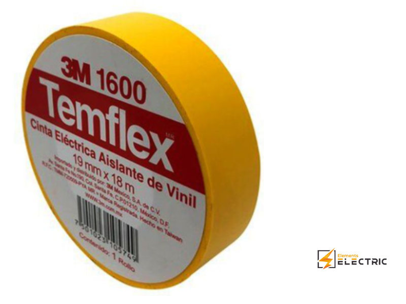 Cinta aislante eléctrica TEMFLEX 3M 1600 Negra 19x18MM