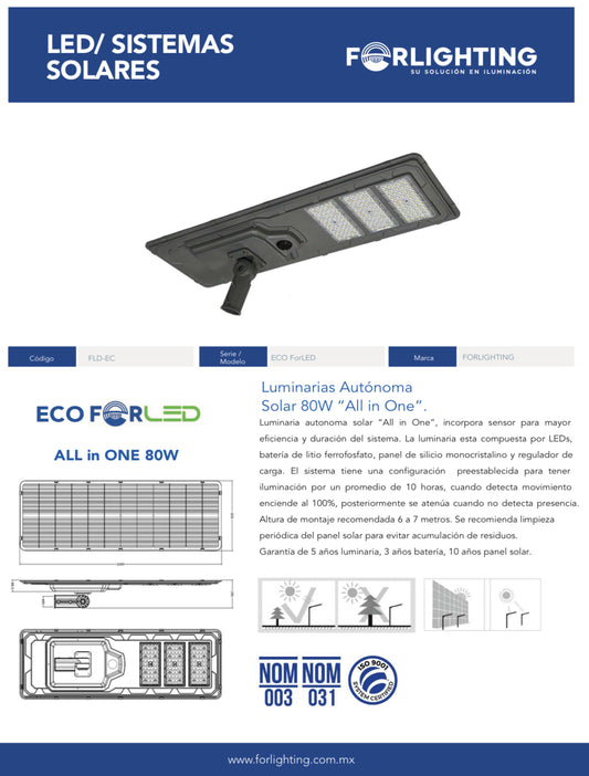 LUMINARIA LED ALUMBRADO PUBLICO ECO FORLED 80W 60K