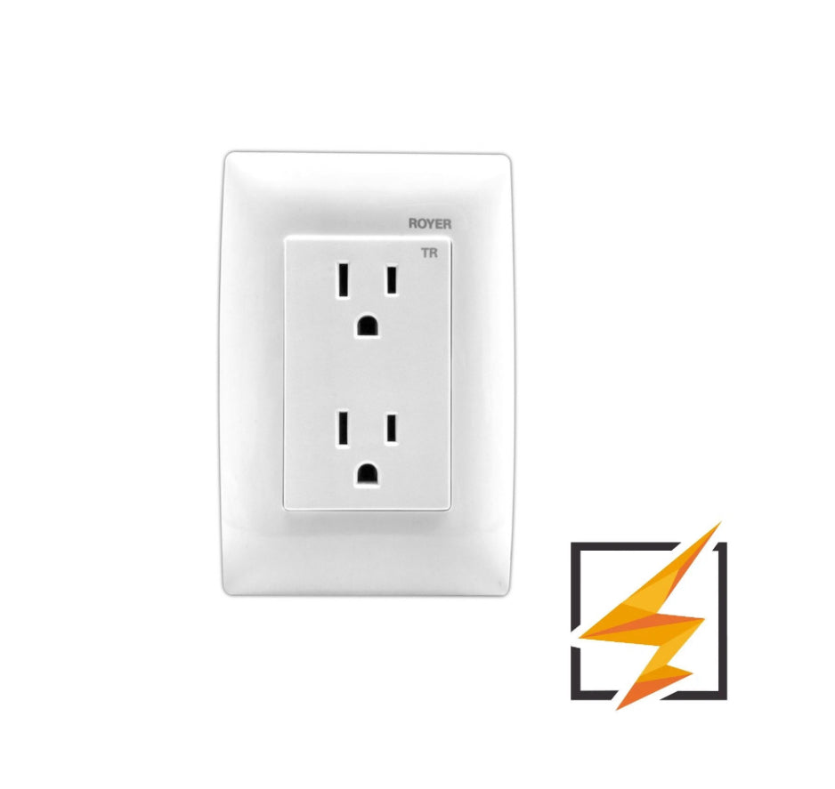 PLACA 3 MÓDULOS CON RECEPTACULO DÚPLEX BLANCO 100-6288WP