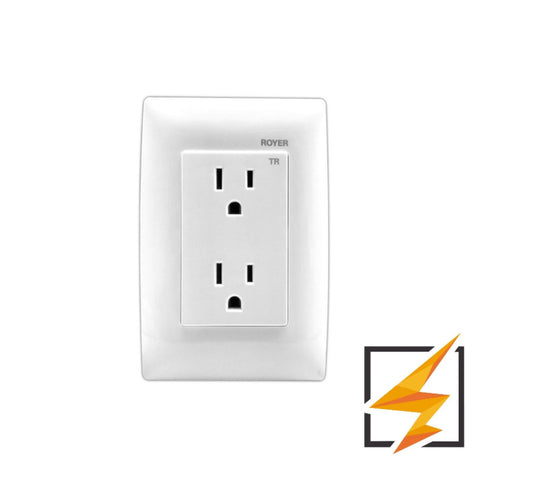 PLACA 3 MÓDULOS CON RECEPTACULO DÚPLEX BLANCO 100-6288WP