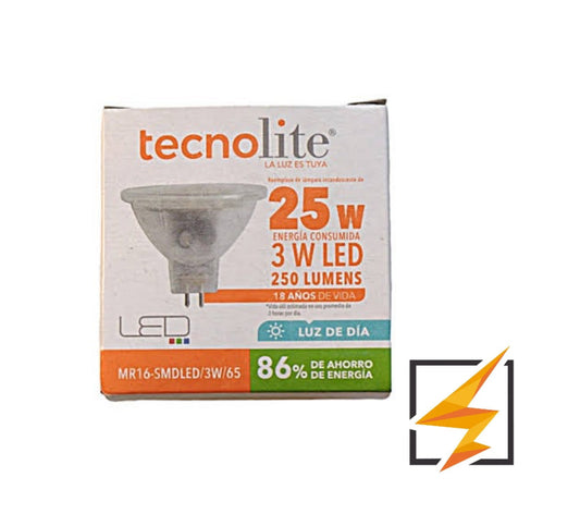 LAMPARA LED MR16 3W 6500k TECNOLITE f/3W/65 MR16-SMDLED