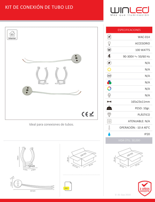 KIT DE CONEXIÓN DE TUBO LED WINLED WAC-014