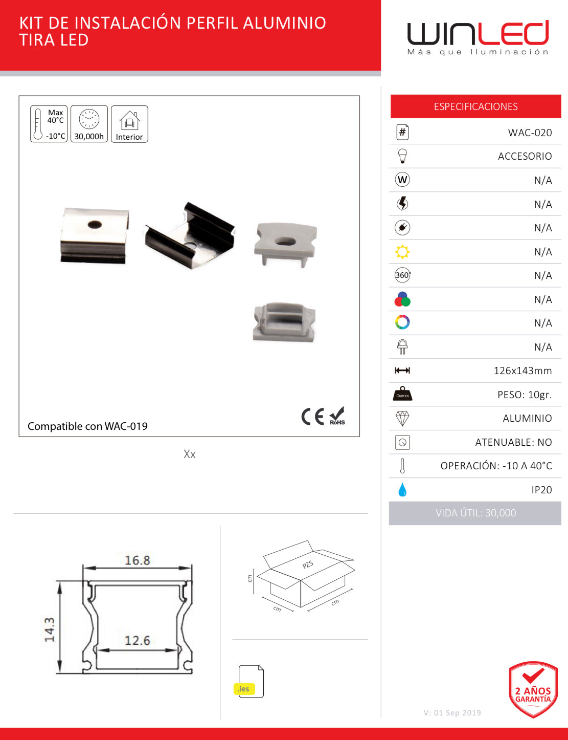 KIT PARA MONTAJE PERFIL DE ALUMINIO WINLED WAC-020
