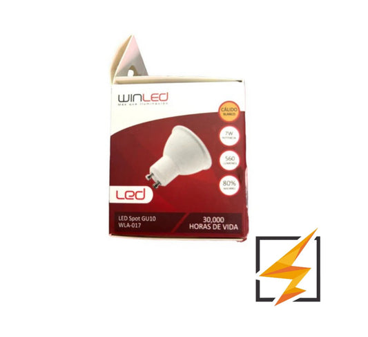LAMPARA LED SPOT GU10 7W 560LM 100-140VCA INTERIOR IP20 3000K WINLED WLA-017