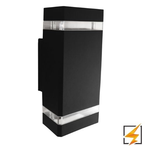 Luminaria Pared Rectangular Doble Negro 2XGU10