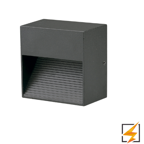 Luminaria LED Cortesía Cuadrada Negra Exterior Blanco Frío
