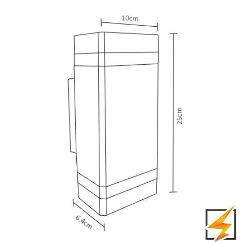 Luminaria Pared Rectangular Doble Negro 2XGU10