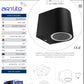 Luminaria Pared Cilindro Sencilla Negro Exterior P/Lampara GU10 ADE-003