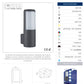 LUMINARIA PARED CILÍNDRICA GRIS EXTERIOR PARA E26 ADE-016