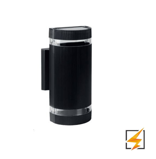 LUMINARIA PARED CILINDRO POLICARBONATO NEGRO DOBLE ARO 2XGU10 EXTERIOR IP44 WINLED WDE-013