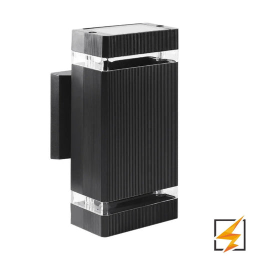 LUMINARIA PARED RECTANGULAR POLICARBONATO NEGRO DOBLE DISPARO 2XGU10 EXTERIOR IP44 WINLED WDE-014