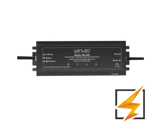 FUENTE DE PODER ULTRA SLIM ALUMINIO CA90-260V A CD12V 100W EXTERIOR IP67 WEL-006