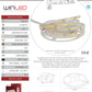 TIRA 1,600 LEDS CONTINUO COB SILICÓN FLEXIBLE 5M 55W 12VCD EXTERIOR IP67 BLANCO FRÍO 6500K WINLED WTI-020
